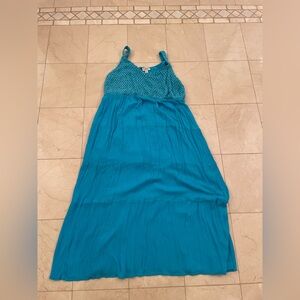 Plus Size Avenue Blue Knitted Sleeveless Maxi Beach Dress